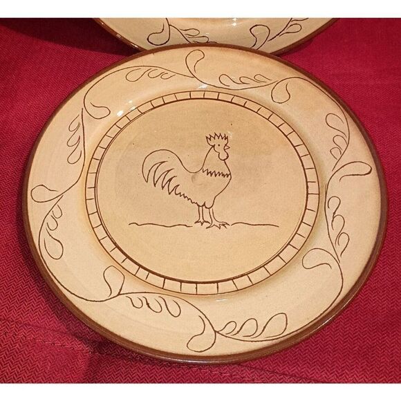 Nancy Calhoun Rustic Rooster 8" Salad Luncheon Plates by Fapor Portugal Set of 2 - Picture 3 of 5